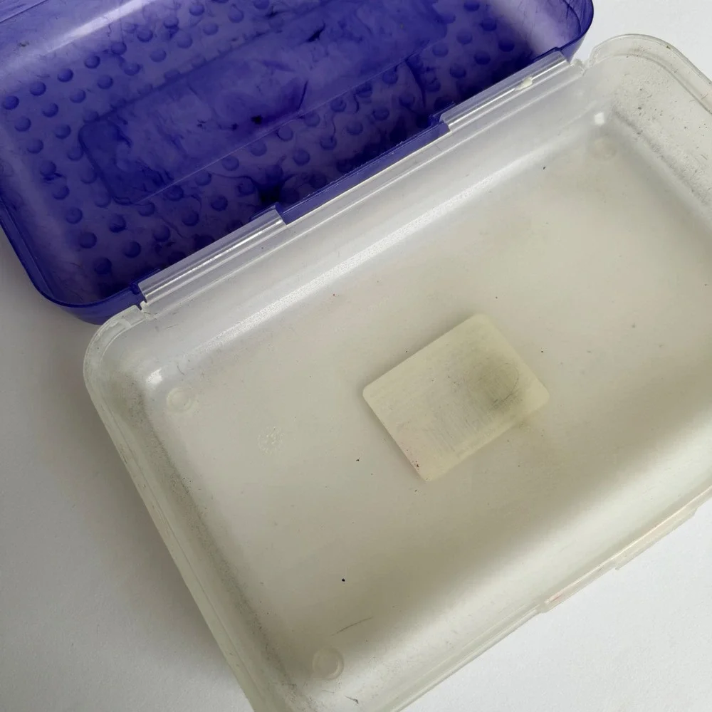Vintage 2002 Eldon SpaceMaker Pencil Box Purple Marbled Translucent Y2K 576921
